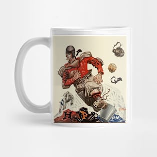 Vintage Sports Football Player and Bulldog Mascot Mug